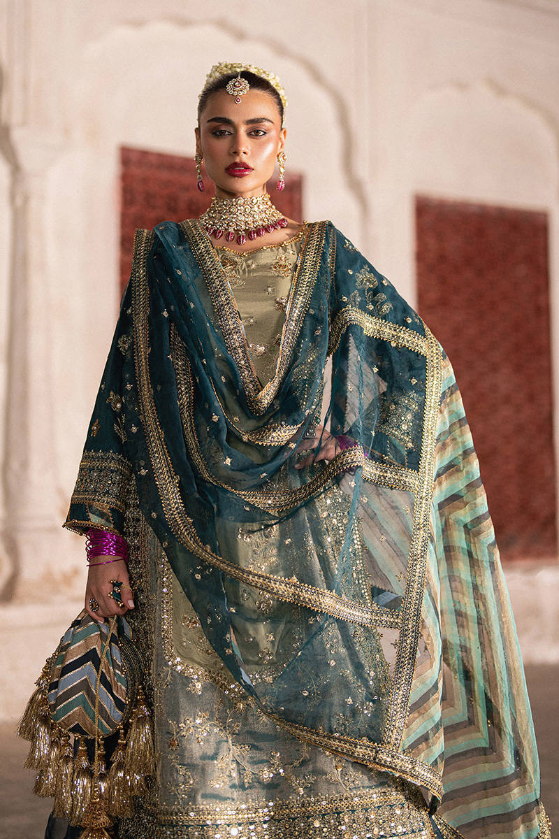 Zarlish Makhfi by Mohsin Naveed Ranjha Unstitched Embroidered Organza Suits 3 Piece Lehar - Festive Collection