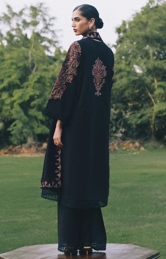 Zara Shahjahan Shab Luxury Cotton Embroidered 3Pc Unstitched Sari