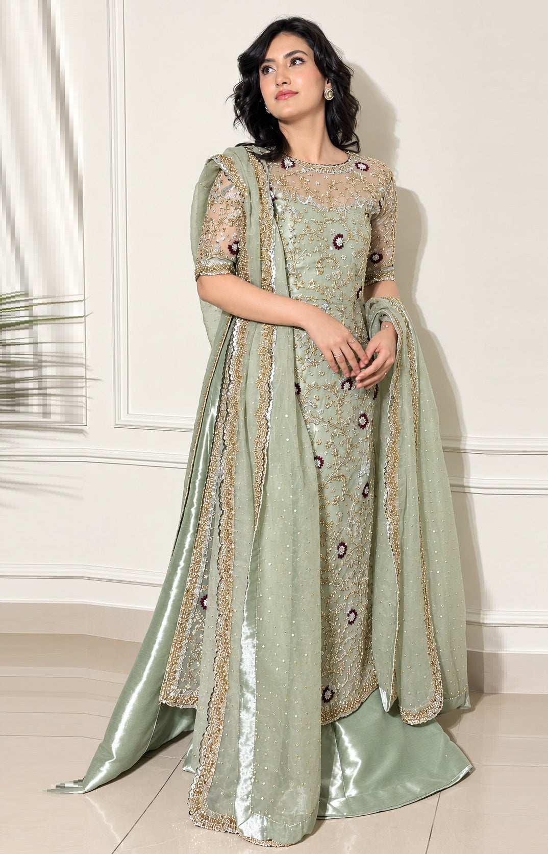 Haris shakeel Luxury Sheesha Silk Embroidered 3Pc Unstitched Suit