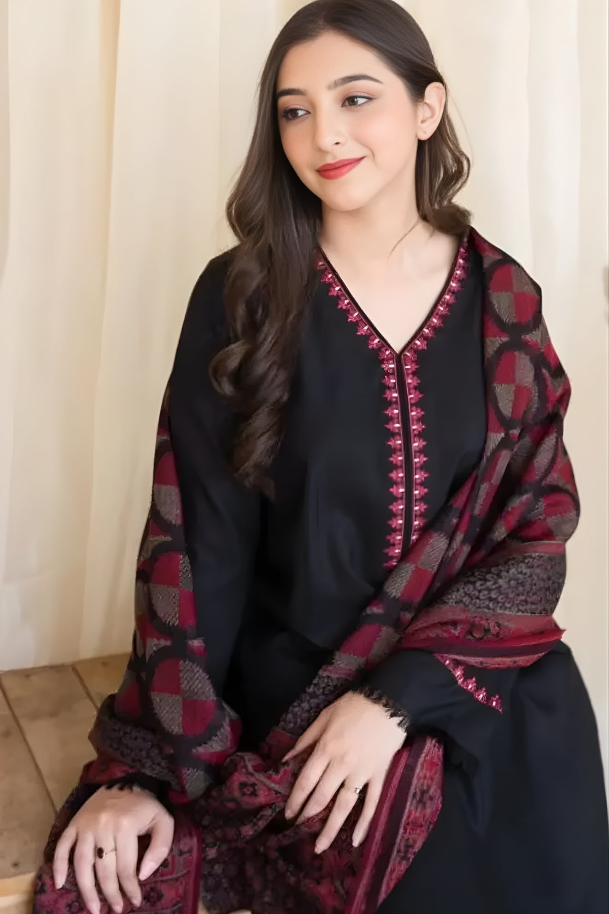 Aisling - 3PC Unstitched Dhanak Embroidered Shirt with Printed Dupatta and Trouser