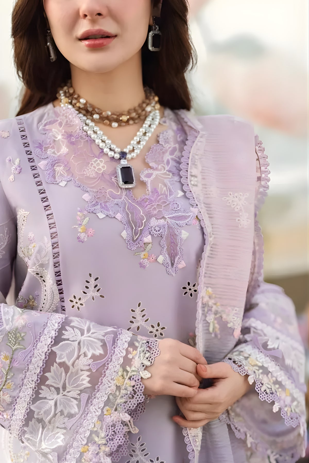 3PC Lawn Embroidered Shirt with Printed and Embroidered Slub Net Dupatta (Unstitched)