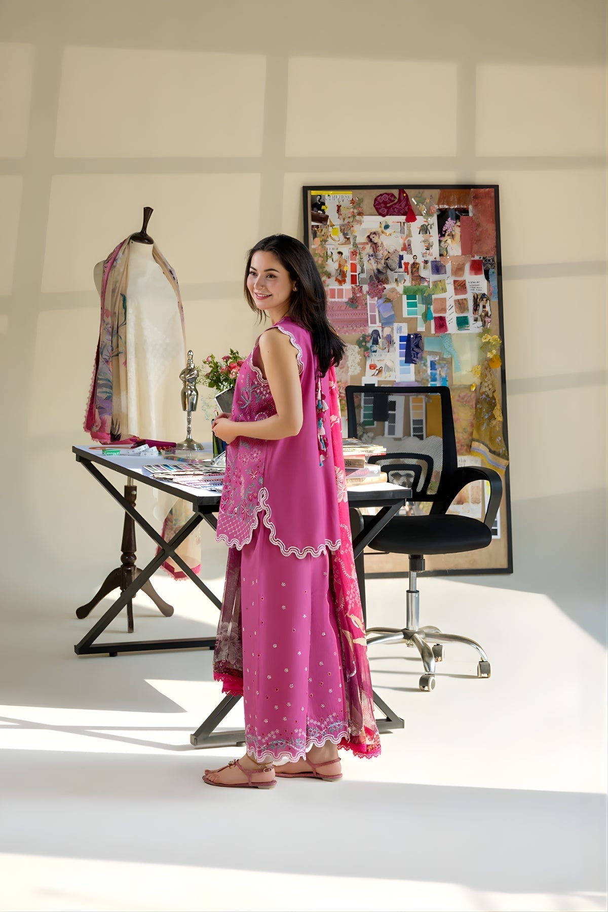 Sobia Nazir - 3PC Unstitched Lawn Embroidered Shirt with Digital Printed Dupatta and Embroidered Trouser