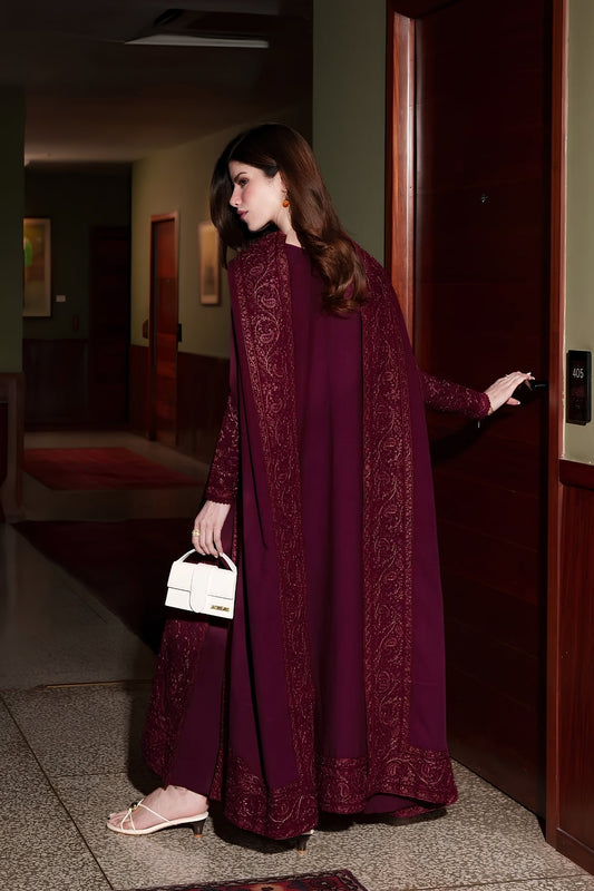 Zaib - 3PC Unstitched Dhanak Embroidered Shirt with Dhanak Embroidered Dupatta and Trouser