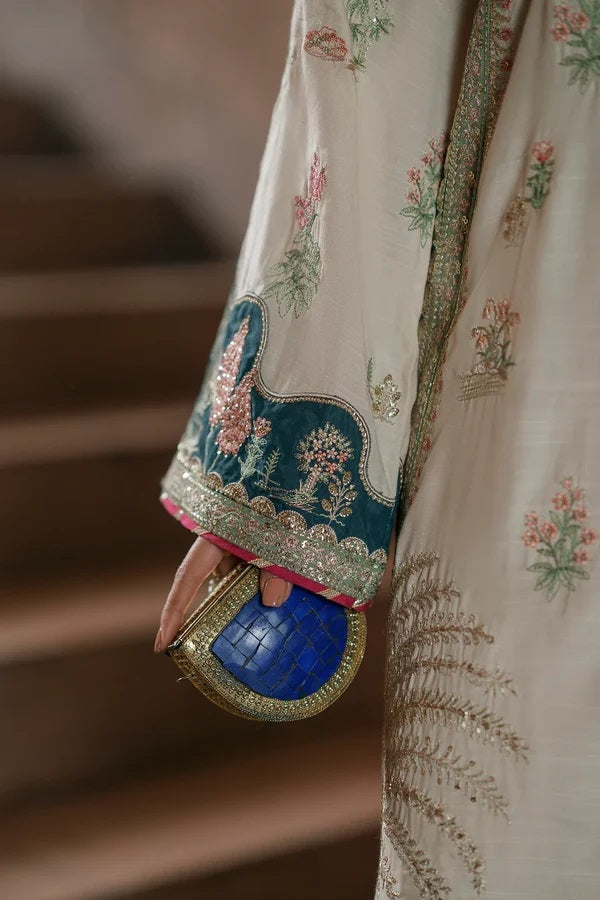 Ethnc Luxury Silk Embroidered 3Pc Unstitched Suit Nainpreet