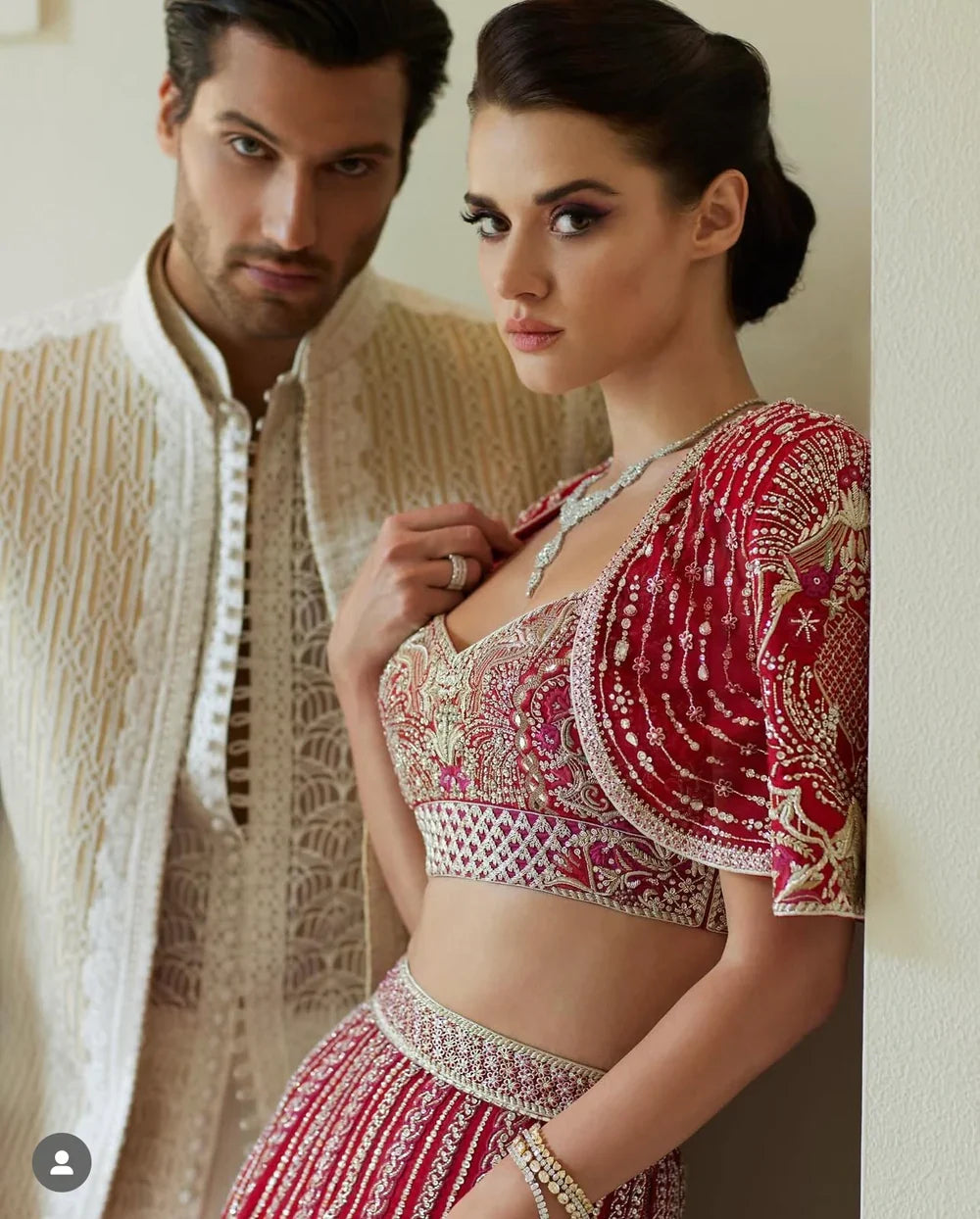 Faraz Manan Wedding Festive Luxury Organza Hand Emblishment Collection Ultimate Red