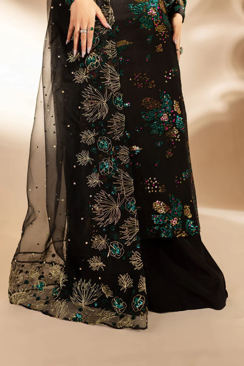 Nureh Luxury Raw Silk 3 Piece Unsticthed - Golden Star Dust