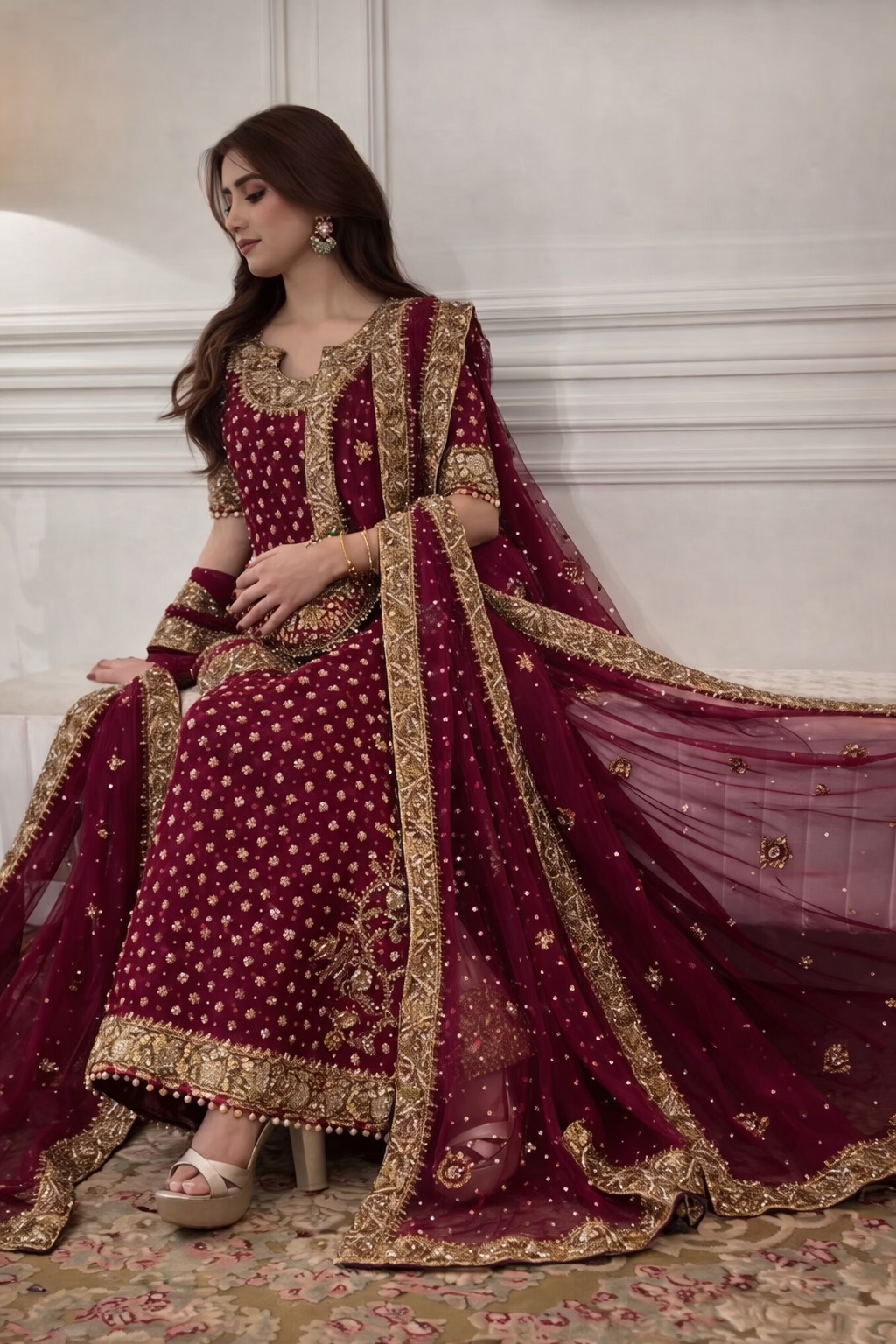 Haris Shakeel Luxury Chiffon Embroidered 3 Piece Unstitched - Aisha Afridi