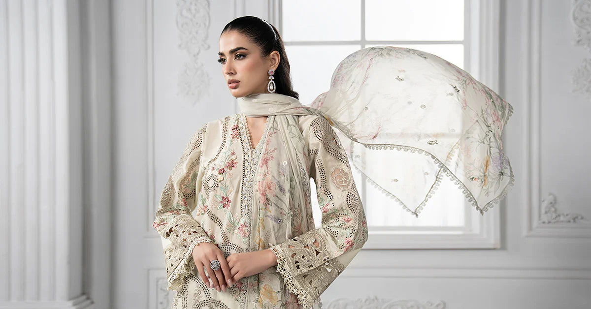 Maria.B Luxury Lawn Embroidered 3 Piece Unstitched Eid Collection