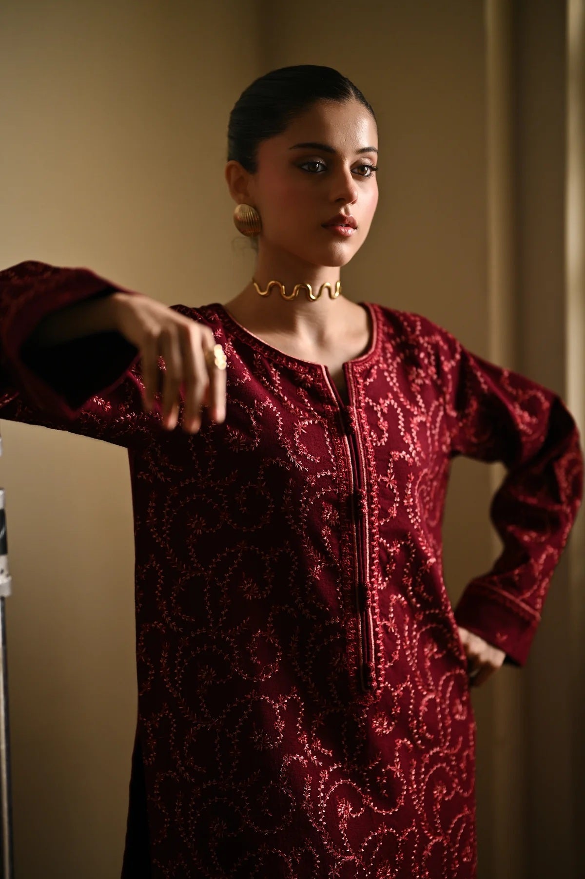 Zaib - Luxury Lawn Embroidered Unstitched 3 Piece - Maroon