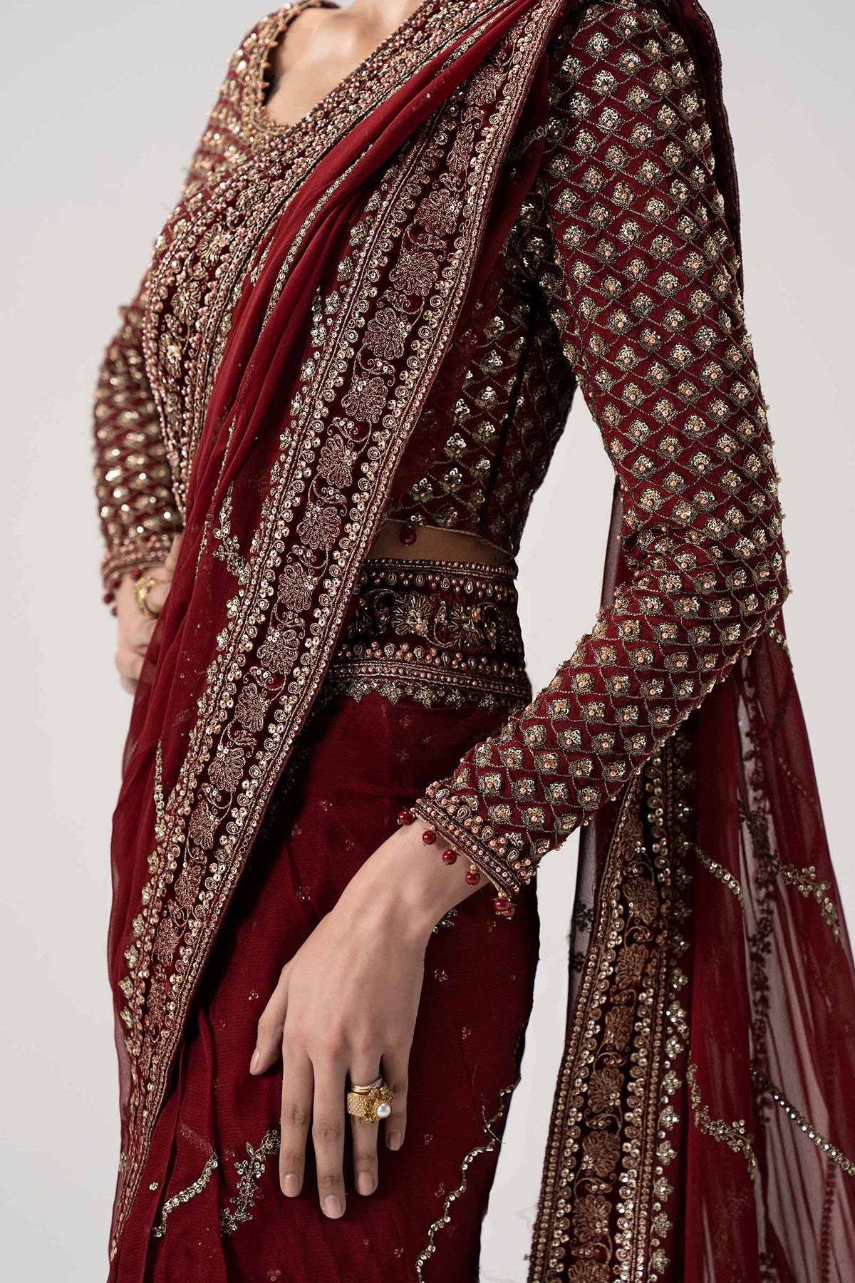 Maria B 26V1 - 09 - Danira Luxury Chiffon Embroidered 3Pc Unstitched Sari