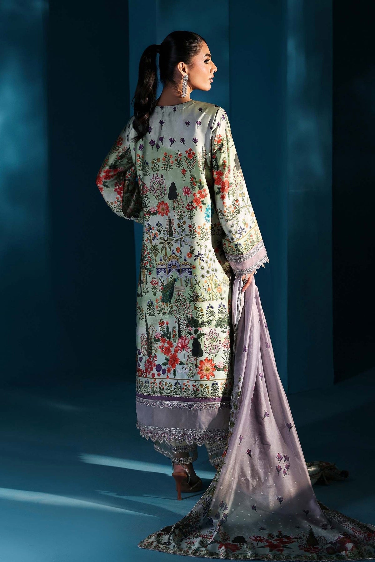 Maria.B - Luxury Silk Embroidered 3 Piece Unstitched - MPS - Pista