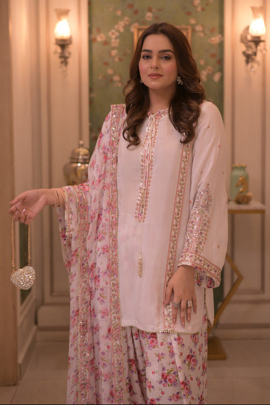 Aneelas Luxury Silk Embroidered 3Pc Unstitched Suit