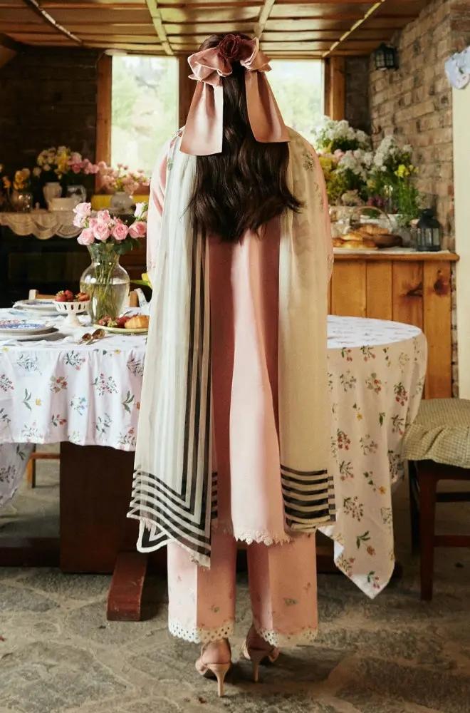 Zara Shah Jahan - 3PC Unstiched Lawn Embroidered Shirt With Slub Net Dupatta