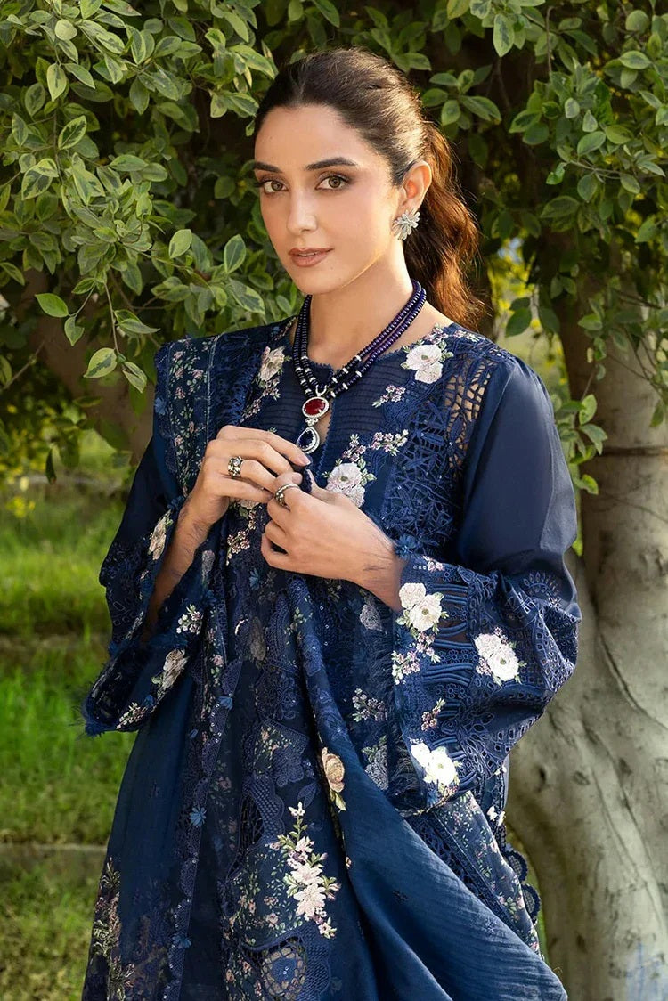Elaf Luxury Lawn Embroidered 3PC Unstitched Suit Blue Belle