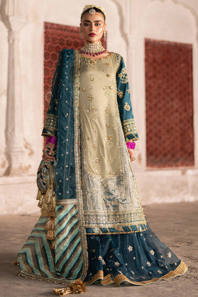 Zarlish Makhfi by Mohsin Naveed Ranjha Unstitched Embroidered Organza Suits 3 Piece Lehar - Festive Collection