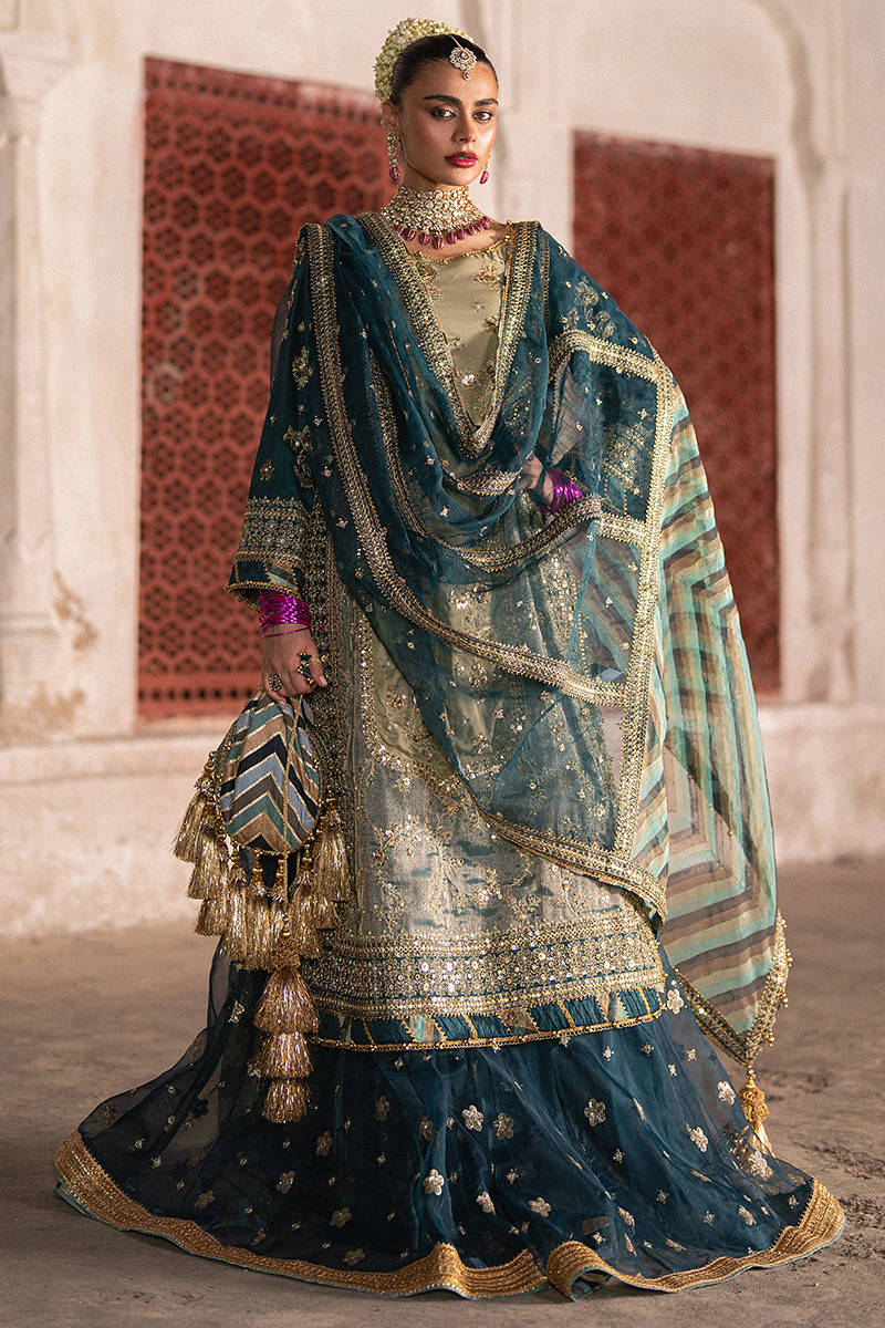 Zarlish Makhfi by Mohsin Naveed Ranjha Unstitched Embroidered Organza Suits 3 Piece Lehar - Festive Collection