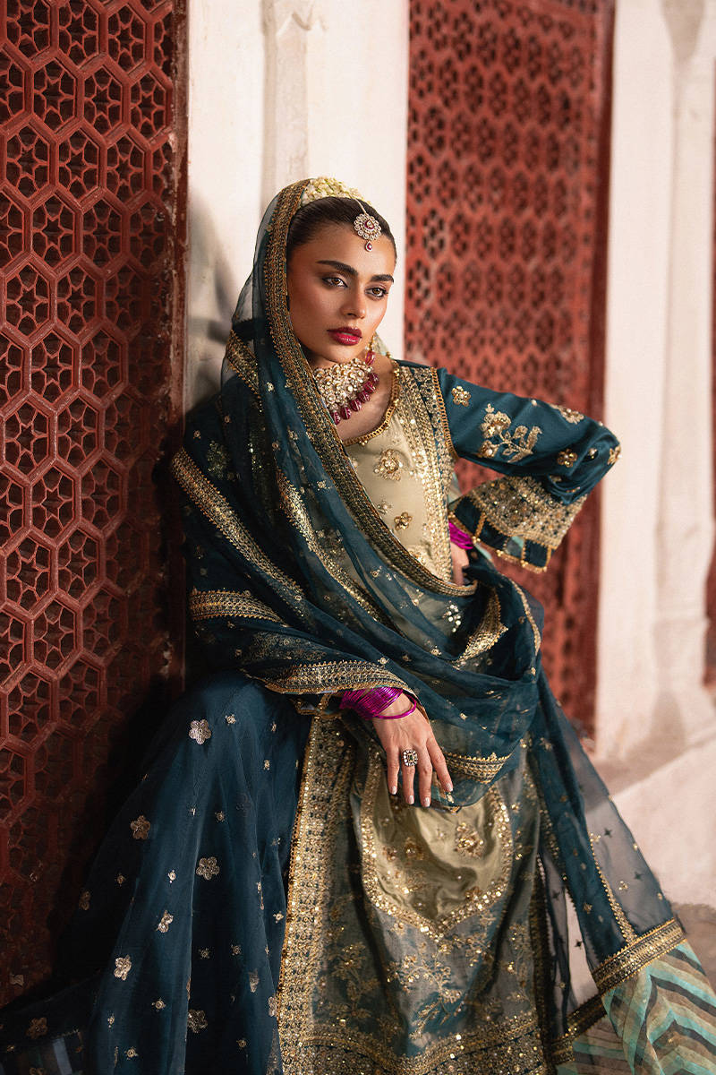 Zarlish Makhfi by Mohsin Naveed Ranjha Unstitched Embroidered Organza Suits 3 Piece Lehar - Festive Collection