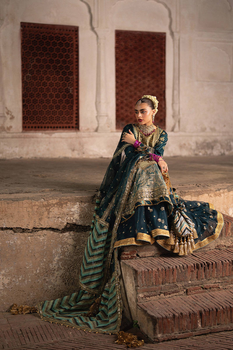 Zarlish Makhfi by Mohsin Naveed Ranjha Unstitched Embroidered Organza Suits 3 Piece Lehar - Festive Collection