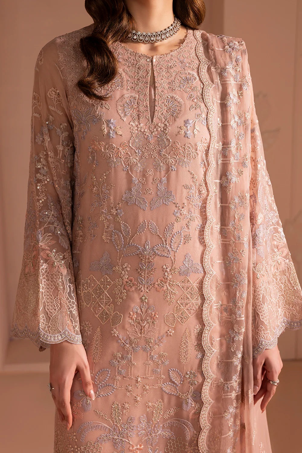 Lavish Premium - Luxury Chiffon Embroidered 3 Piece Unstitched - Blush Petal