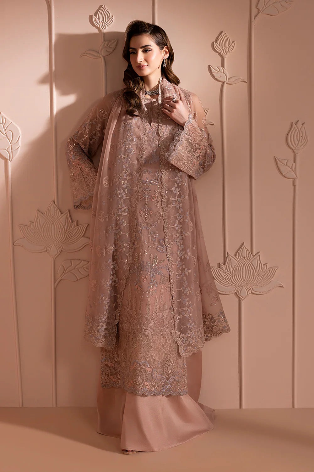 Lavish Premium - Luxury Chiffon Embroidered 3 Piece Unstitched - Blush Petal
