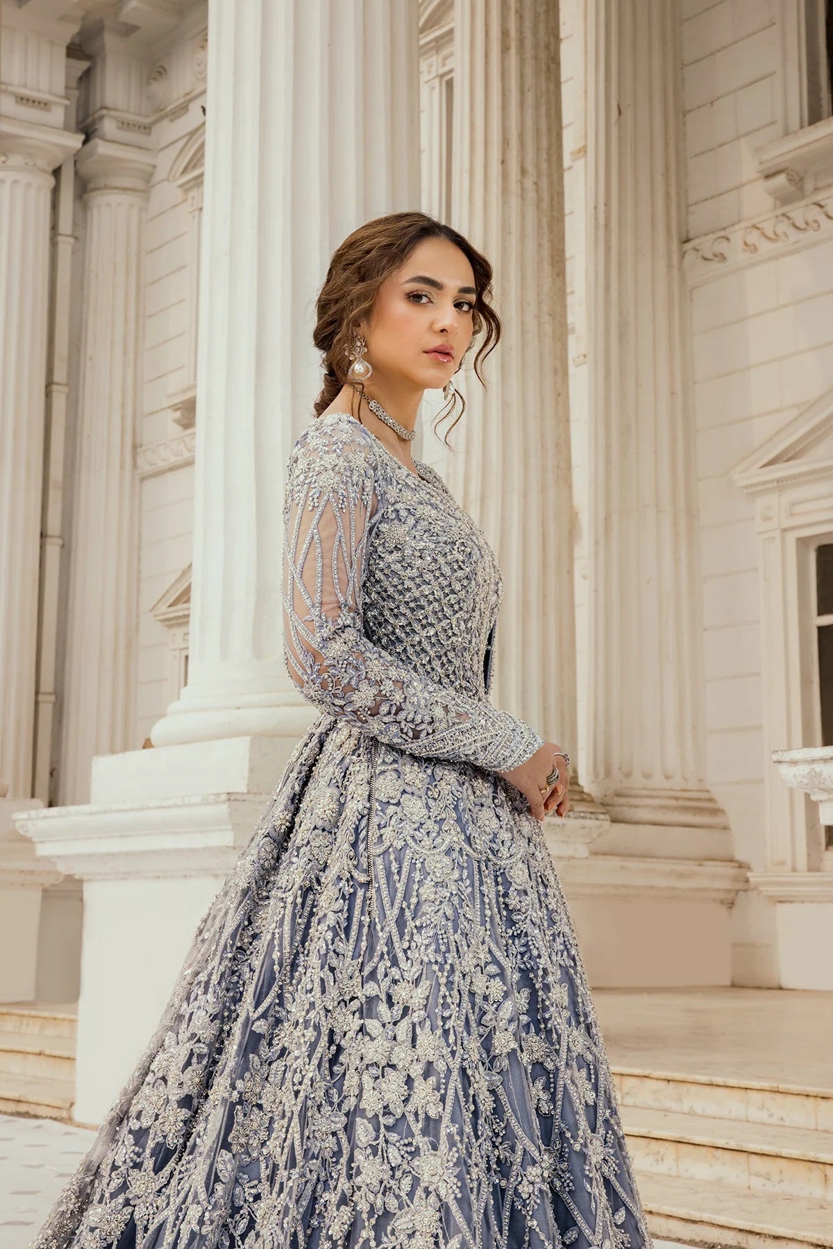 Erum Khan Luxurious Net Embroidered Unstitched 3 Piece Moonlit Majesty
