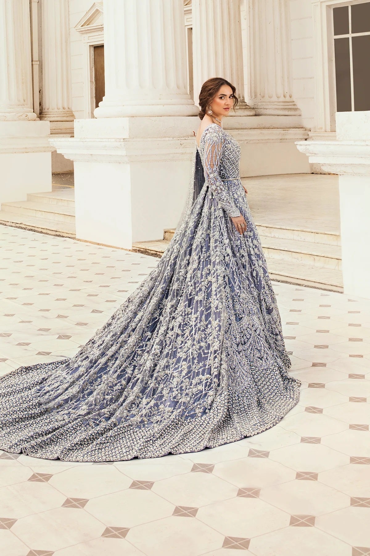 Erum Khan Luxurious Net Embroidered Unstitched 3 Piece Moonlit Majesty