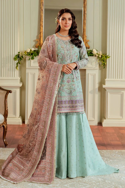 Baroque BQU - Luxury Pure Chiffon Embroidered 3 Piece Unstitched