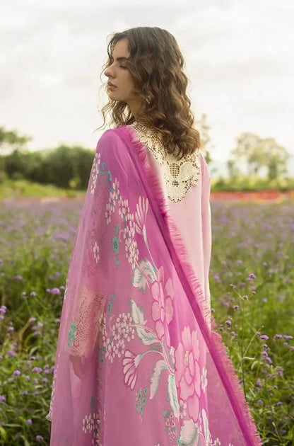 Mushq - 3PC Lawn Embroidered Shirt with Printed Silk Dupatta (Unstitched)