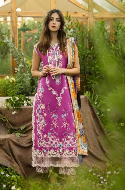 Mushq - 3PC Lawn Embroidered Shirt with Printed Silk Dupatta (Unstitched)
