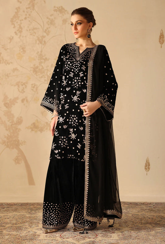 Baroque Velvet Embroidered 3 Piece Unstitched