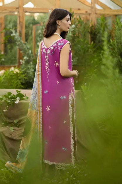 Mushq - 3PC Lawn Embroidered Shirt with Printed Silk Dupatta (Unstitched)