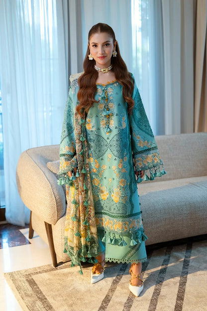 Jade - 3PC Unstitched Lawn Embroidered Shirt with Digital Printed Monark Dupatta and Trouser