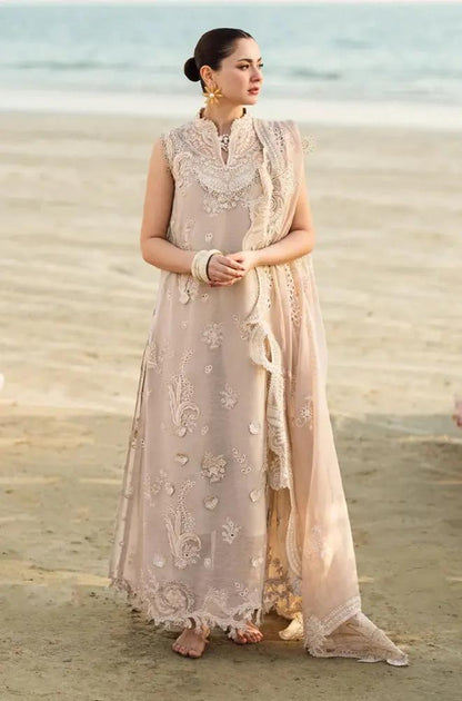 3PC Lawn Embroidered Shirt with Embroidered Slub Net Dupatta (Unstitched)