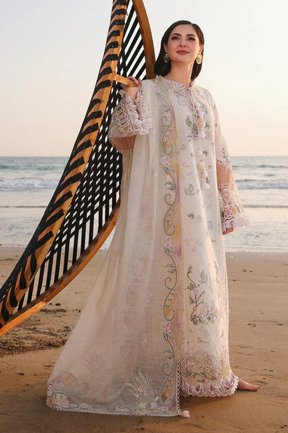 Qalamkar - 3PC Unstitched Lawn Embroidered Shirt with Khaddi Net Embroidered Dupatta and Trouser