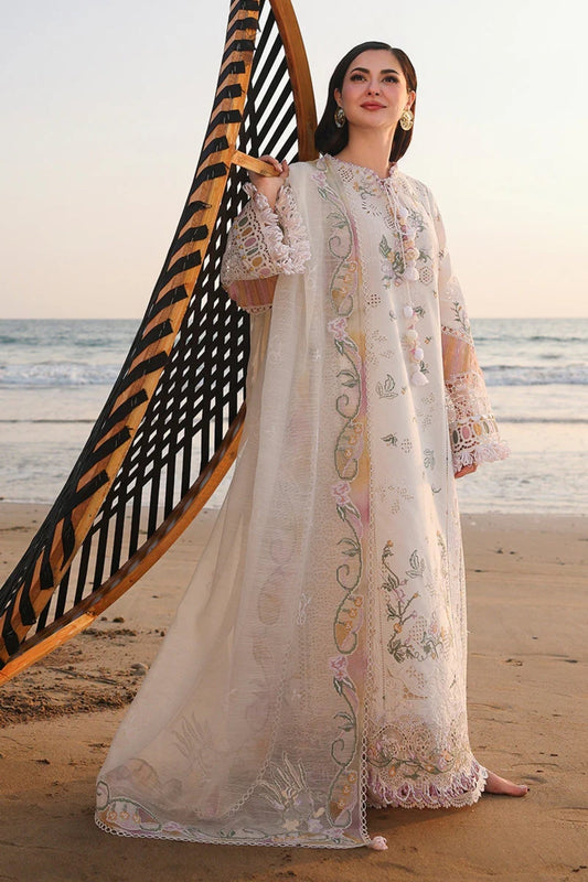 Qalamkar - 3PC Unstitched Lawn Embroidered Shirt with Khaddi Net Embroidered Dupatta and Trouser