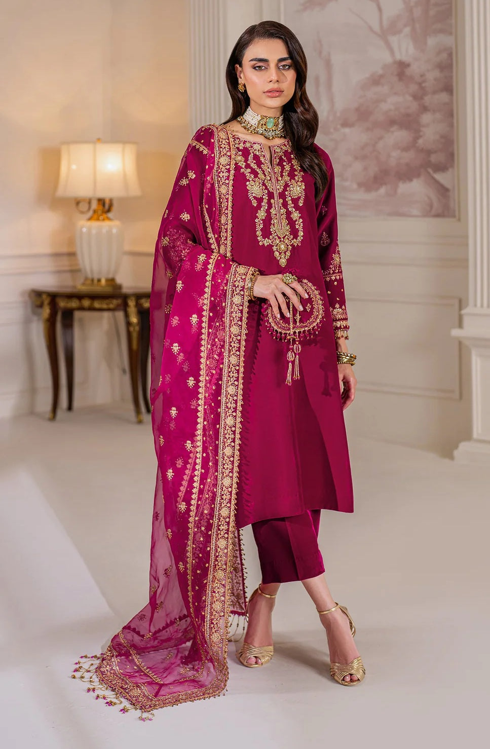 Baroque Luxury Velvet Embroidered Unstitched 3 Piece