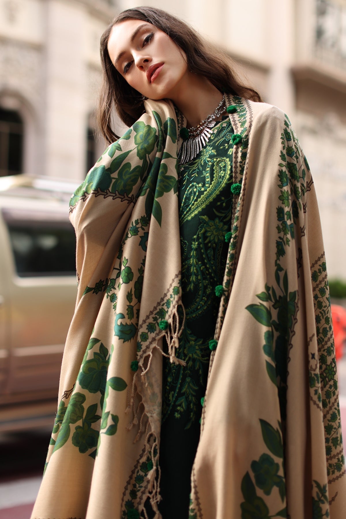 Charizma - 3PC Unstitched Dhanak Embroidered Shirt with Pashmina Printed Dupatta and Trouser