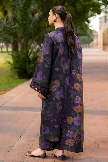 Baroque - 3PC Unstitched Printed Karandi Shirt with Printed Karandi Dupatta and Trouser
