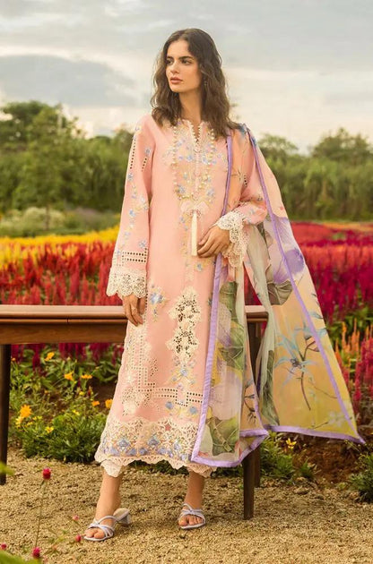 Mushq - 3PC Lawn Embroidered Shirt with Printed Silk Dupatta (Unstitched)