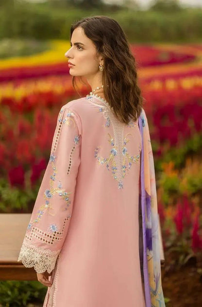 Mushq - 3PC Lawn Embroidered Shirt with Printed Silk Dupatta (Unstitched)