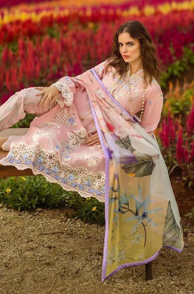 Mushq - 3PC Lawn Embroidered Shirt with Printed Silk Dupatta (Unstitched)