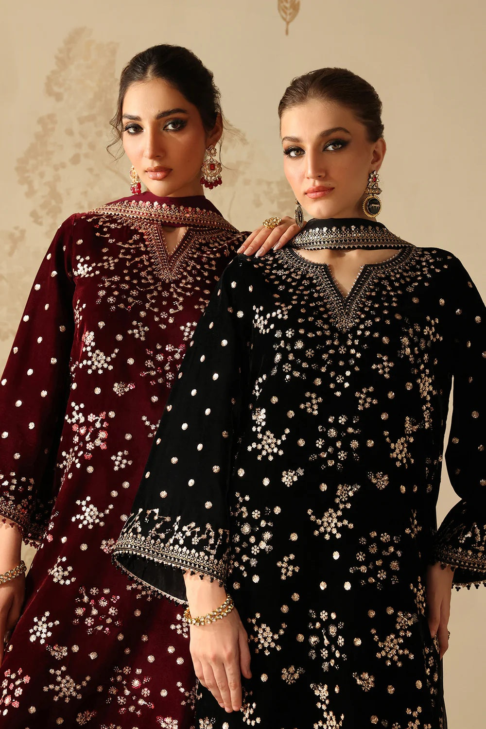 Baroque Velvet Embroidered 3 Piece Unstitched