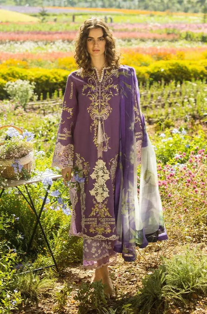 Mushq - 3PC Lawn Embroidered Shirt with Printed Silk Dupatta (Unstitched)