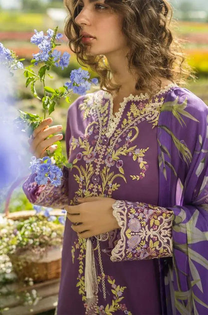 Mushq - 3PC Lawn Embroidered Shirt with Printed Silk Dupatta (Unstitched)