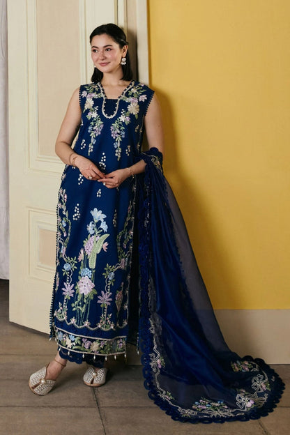 Maryam Hussain - 3PC Unstitched Lawn Embroidered Shirt with Cotton Net Embroidered Dupatta and Trouser