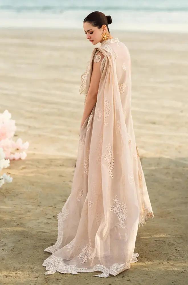 3PC Lawn Embroidered Shirt with Embroidered Slub Net Dupatta (Unstitched)