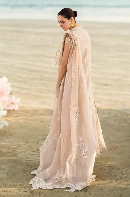 3PC Lawn Embroidered Shirt with Embroidered Slub Net Dupatta (Unstitched)
