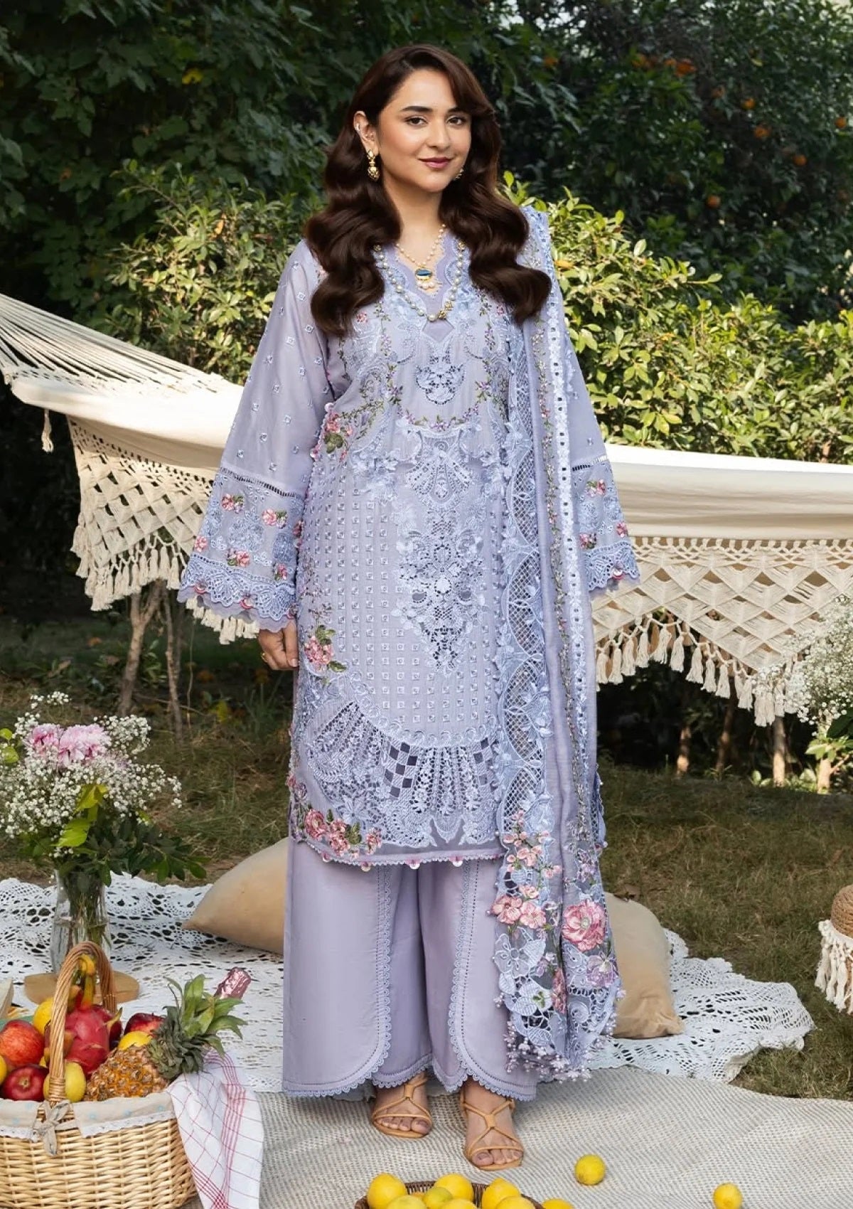 Elaf Luxury Lawn Unstitched Embroidered 3Pc Suit - PARADISE