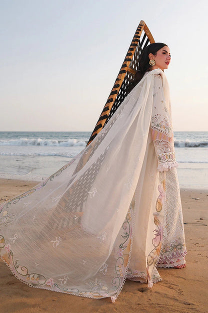 Qalamkar - 3PC Unstitched Lawn Embroidered Shirt with Khaddi Net Embroidered Dupatta and Trouser
