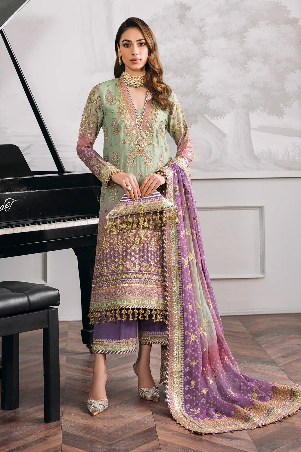 Baroque Luxury Chiffon Embroidered 3 Piece Unstitched